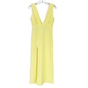 Nasty Gal Deep On Dancing light yellow Midi Dress Front Slit Sz 6